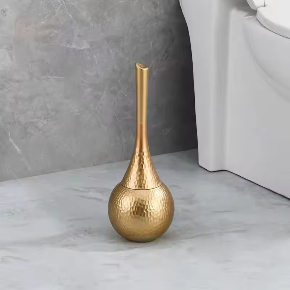 Elegant luxury toilet brush & holder set. Modern bathroom cleaning tool for stylish storage & hygiene.