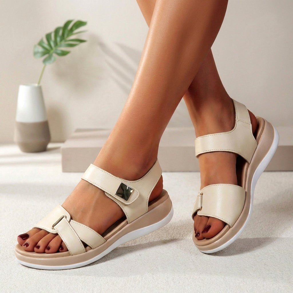 Stylish women's platform sandals with adjustable straps, perfect for summer fashion, beachwear, and casual comfort.