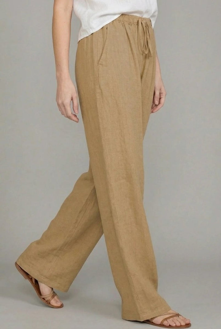 Chic women's wide leg linen pants, perfect for summer casual wear, vacation, or resort style.