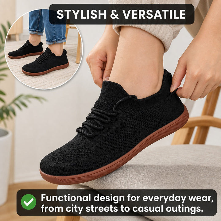Red zero drop minimalist women's shoes, perfect for natural comfort & walking.