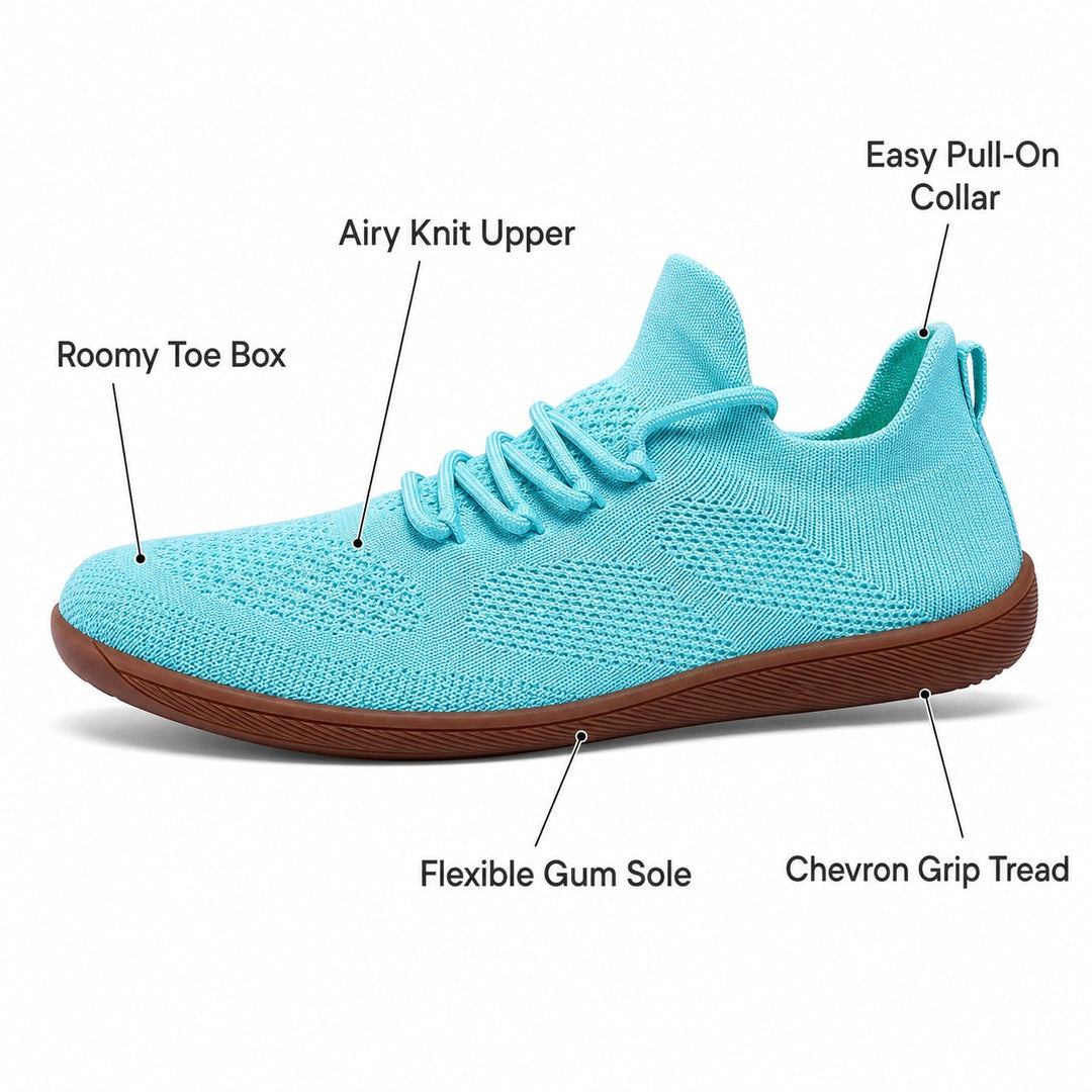 Zero drop women's comfort footwear, wide toe minimalist shoes for active living.
