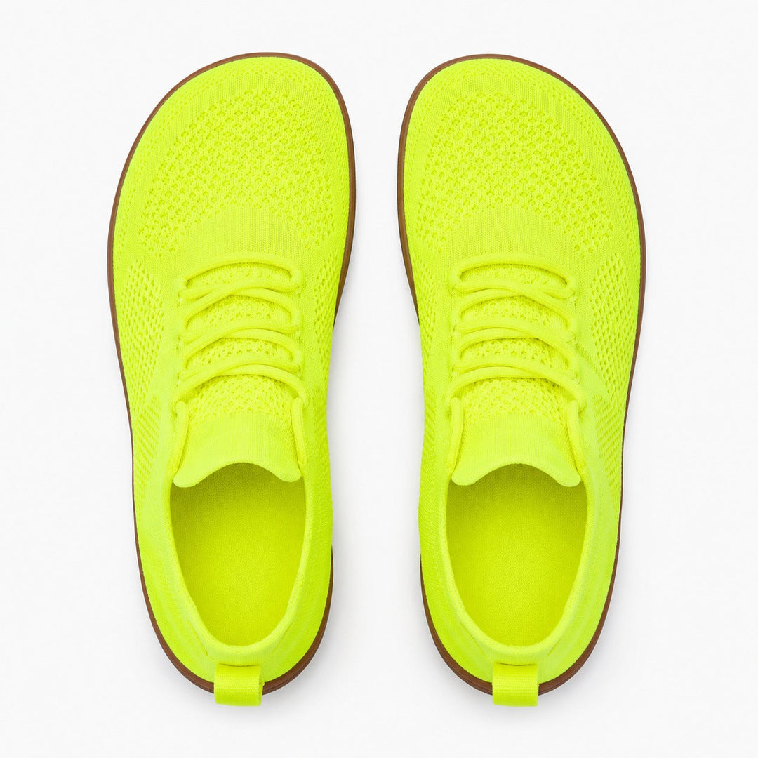 Red women's casual barefoot sneakers, wide toe & flexible for natural comfort.