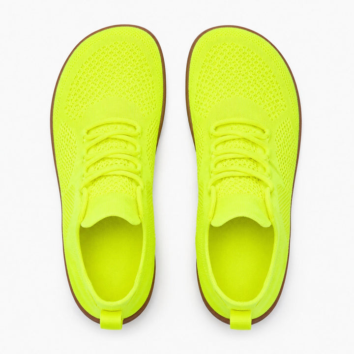 Red women's casual barefoot sneakers, wide toe & flexible for natural comfort.