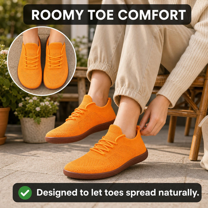 Black women's wide toe barefoot shoes, minimalist design for natural walking comfort.